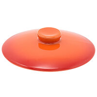 Front of the House DLI133ORC23 Kiln 4 3/4 inch Blood Orange Round Stoneware Lid for 16 oz. Ovenware Dish - 12/Case