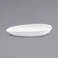 Front of the House DDP062WHP22 Kiln 11 inch x 7 inch Superwhite Oval Porcelain Plate - 6/Case