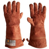 Outset® F234 15" Brown Leather Oven / Grill Gloves