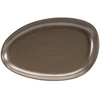 Front of the House SPT056ESP20 Kiln 14 inch x 9 inch Mocha Porcelain Oval Plate - 2/Pack