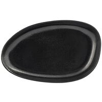 Front of the House DDP062BKP22 Kiln 11 inch x 7 inch Pepper Oval Porcelain Plate - 6/Case