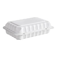Ecopax 9" x 6" 1-Compartment Microwaveable White Mineral-Filled Plastic Hinged Take-Out Container - 150/Case