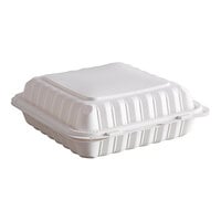 Ecopax 9" x 9" 1-Compartment Microwaveable White Mineral-Filled Plastic Hinged Take-Out Container - 150/Case