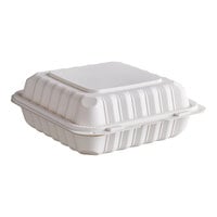 Ecopax 8" x 8" 1-Compartment Microwaveable White Mineral-Filled Plastic Hinged Take-Out Container - 150/Case
