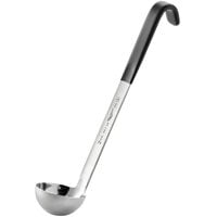 Vollrath 4980220 Jacob's Pride 2 oz. One-Piece Stainless Steel Ladle with Black Kool-Touch® Handle