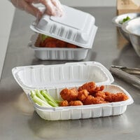 Dart 206MFPPHT1 ProPlanet 9 inch x 6 1/2 inch x 2 13/16 inch White Mineral-Filled 1 Compartment Hinged Lid Takeout Container - 50/Pack