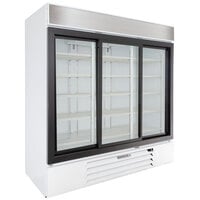 Beverage-Air MMR66HC-1-WS MarketMax 75 inch White Glass Sliding Door Merchandiser Refrigerator with Stainless Steel Interior
