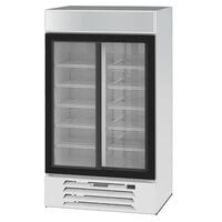 Beverage-Air MMR38HC-1-WS MarketMax 43 1/2 inch White Glass Sliding Door Merchandiser Refrigerator with Stainless Steel Interior