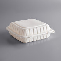Dart 90MFPPHT1 ProPlanet 9" x 8 13/16" x 3" White Mineral-Filled 1 Compartment Hinged Lid Takeout Container - 150/Case