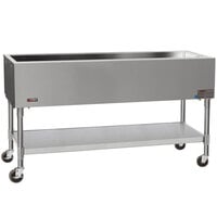 Eagle Group SPCP-4 63 1/2 inch Mobile Ice-Cooled Cold Food Table with Stainless Steel Undershelf and Open Base