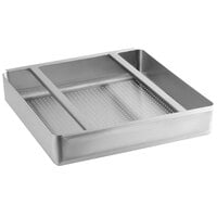 19 1/2 inch x 19 1/2 inch x 4 inch 18 Gauge Stainless Steel Scrap / Pre-Rinse Basket with Stainless Steel Slides