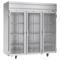 Beverage-Air HFPS3HC-1G Horizon Series 78 inch Stainless Steel Glass Door Reach-In Freezer