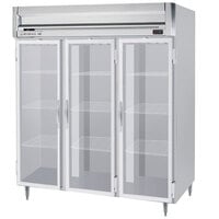 Beverage-Air HRPS3HC-1G Horizon Series 78 inch Stainless Steel Glass Door Reach-In Refrigerator