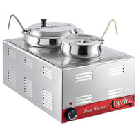 Avantco W50 12 inch x 20 inch Full Size Electric Countertop Food Warmer / Soup Station with 4 Qt. and 11 Qt. Inset Pots - 120V, 1200W