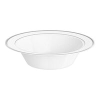 Visions Halo 12 oz. White Plastic Bowl with Silver Bands - 150/Case