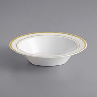 Visions 12 oz. White Plastic Bowl with Gold Bands - 150/Case