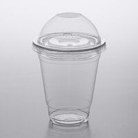 Choice 12 oz. Clear Plastic Cold Cup with 2 oz. Insert and PET Dome and Flat Lids with No Hole - 100/Pack