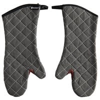 San Jamar 800FG17-BK 17 inch Bestguard Gray Oven Mitts with WebGuard Plus Protection