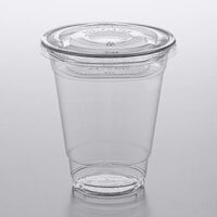 Choice 12 oz. Clear Plastic Cold Cup with 2 oz. Insert and PET Flat Lid with No Hole - 100/Pack