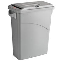 Rubbermaid FG9W2500LGRAY Slim Jim® 16 Gallon Light Gray Rectangular Trash Can with Confidential Document Lid