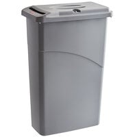 Rubbermaid FG9W1500LGRAY Slim Jim® 23 Gallon Light Gray Rectangular Trash Can with Confidential Document Lid