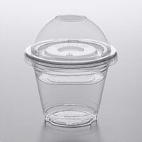 Choice 9 oz. Clear Plastic Squat Cold Cup with 4 oz. Insert and PET Dome and Flat Lids with No Hole   - 100/Pack