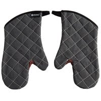 San Jamar 800FG13-BK 13 inch Bestguard Gray Oven Mitts with WebGuard Plus Protection