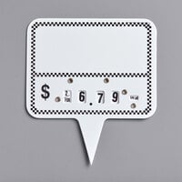 Ketchum Manufacturing Rectangular Write-On Deli Wheel Sign Spear with Black Checkered Border - 25/Pack