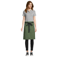 Uncommon Threads 3118 Sea Green Customizable 100% Cotton Canvas Mod Waist Apron with Black Webbing and 3 Pockets - 24 inchL x 34 inchW