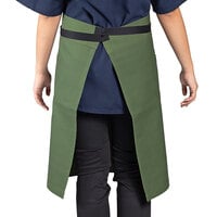 Uncommon Threads 3118 Sea Green Customizable 100% Cotton Canvas Mod Waist Apron with Black Webbing and 3 Pockets - 24 inch x 34 inch