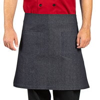 Uncommon Chef 3124 Twisted Denim Customizable 100% Cotton Spunk Waist Apron with Black Webbing and 2 Pockets 24" x 31"