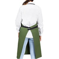 Uncommon Threads 3116 Sea Green Customizable 100% Cotton Canvas Aura Bib Apron with Black Webbing and 3 Pockets - 34 inch x 36 inch