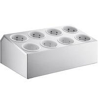 Choice Eight Hole Stainless Steel Flatware Organizer with Perforated Plastic Cylinders