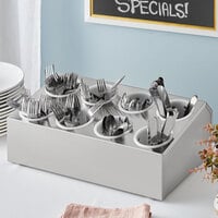 Choice Eight Hole Stainless Steel Flatware Organizer with Perforated Plastic Cylinders