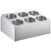 Choice Six Hole Stainless Steel Flatware Organizer with Perforated Stainless Steel Cylinders