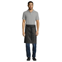 Uncommon Threads 3124 Black Customizable 100% Cotton Spunk Waist Apron with Black Webbing and 2 Pockets 24 inchL x 31 inchW