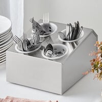 Choice Four Hole Stainless Steel Flatware Organizer with Perforated Plastic Cylinders