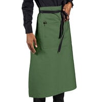 Uncommon Threads 3120 Sea Green Customizable 100% Cotton Canvas Muse Bistro Apron with Black Webbing and 1 Pocket - 33 inch x 31 inch