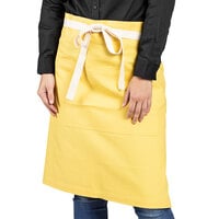 Uncommon Chef 3117 Egg Customizable 100% Cotton Canvas Moxie Waist Apron with Natural Webbing and 3 Pockets - 24" x 34"