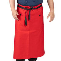 Uncommon Chef 3120 Red Customizable 100% Cotton Canvas Muse Bistro Apron with Black Webbing and 1 Pocket - 33" x 31"