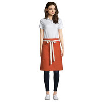 Uncommon Threads 3117 Orange Customizable 100% Cotton Canvas Moxie Waist Apron with Natural Webbing and 3 Pockets - 24 inchL x 34 inchW