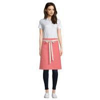 Uncommon Threads 3117 Coral Pink Customizable 100% Cotton Canvas Moxie Waist Apron with Natural Webbing and 3 Pockets - 24 inchL x 34 inchW