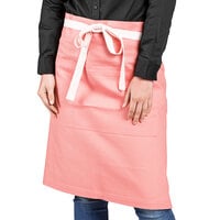 Uncommon Chef 3117 Coral Pink Customizable 100% Cotton Canvas Moxie Waist Apron with Natural Webbing and 3 Pockets - 24" x 34"