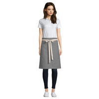 Uncommon Threads 3117 Gray Customizable 100% Cotton Canvas Moxie Waist Apron with Natural Webbing and 3 Pockets - 24 inchL x 34 inchW