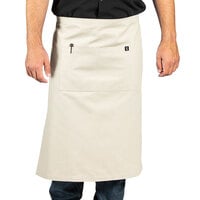 Uncommon Chef 3119 Sand Beige Customizable 100% Cotton Canvas Marvel Bistro Apron with Natural Webbing and 1 Pocket - 33" x 31"