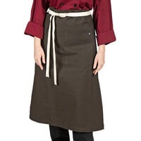 Uncommon Chef 3119 Dark Brown Customizable 100% Cotton Canvas Marvel Bistro Apron with Natural Webbing and 1 Pocket - 33" x 31"