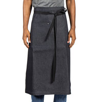 Uncommon Chef 3126 Twisted Denim Customizable 100% Cotton Uptown Bistro Apron with Black Webbing and 1 Pocket - 33" x 31"