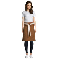 Uncommon Threads 3117 Walnut Customizable 100% Cotton Canvas Moxie Waist Apron with Natural Webbing and 3 Pockets - 24 inchL x 34 inchW
