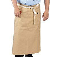 Uncommon Chef 3119 Light Beige Customizable 100% Cotton Canvas Marvel Bistro Apron with Natural Webbing and 1 Pocket - 33" x 31"