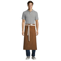 Uncommon Threads 3119 Walnut Customizable 100% Cotton Canvas Marvel Bistro Apron with Natural Webbing and 1 Pocket - 33 inchL x 31 inchW